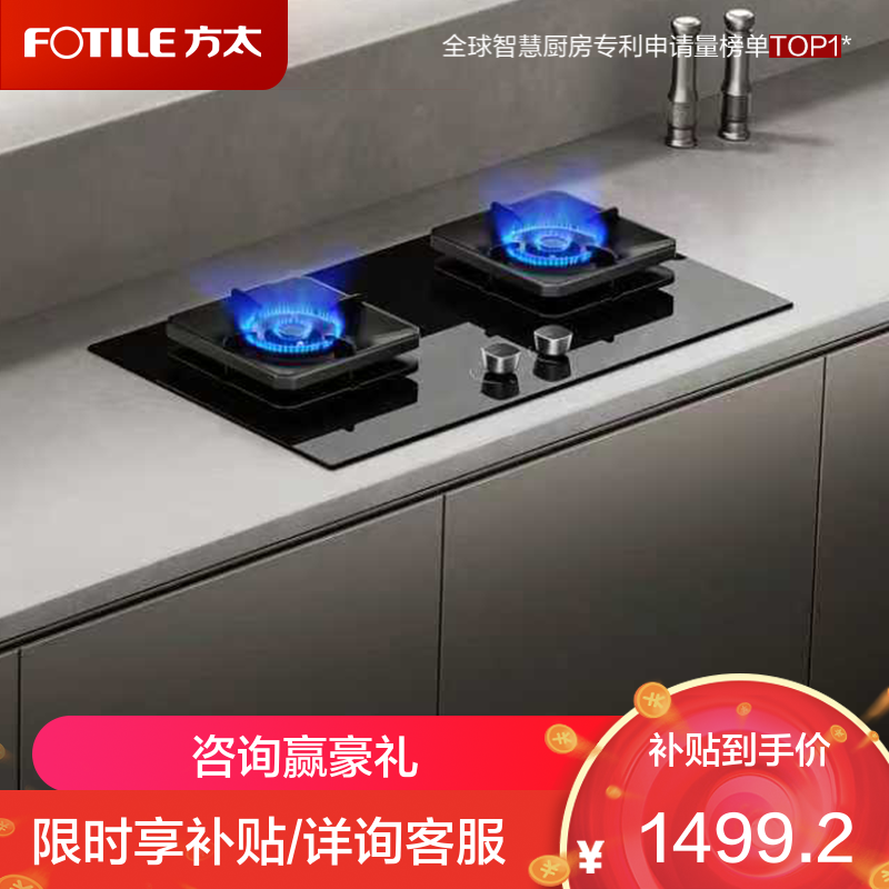 方太(FOTILE)家用嵌入式双灶台 可调节换装灶具 5.2kW*猛火燃气灶 70%高热效 TF27B 液化气