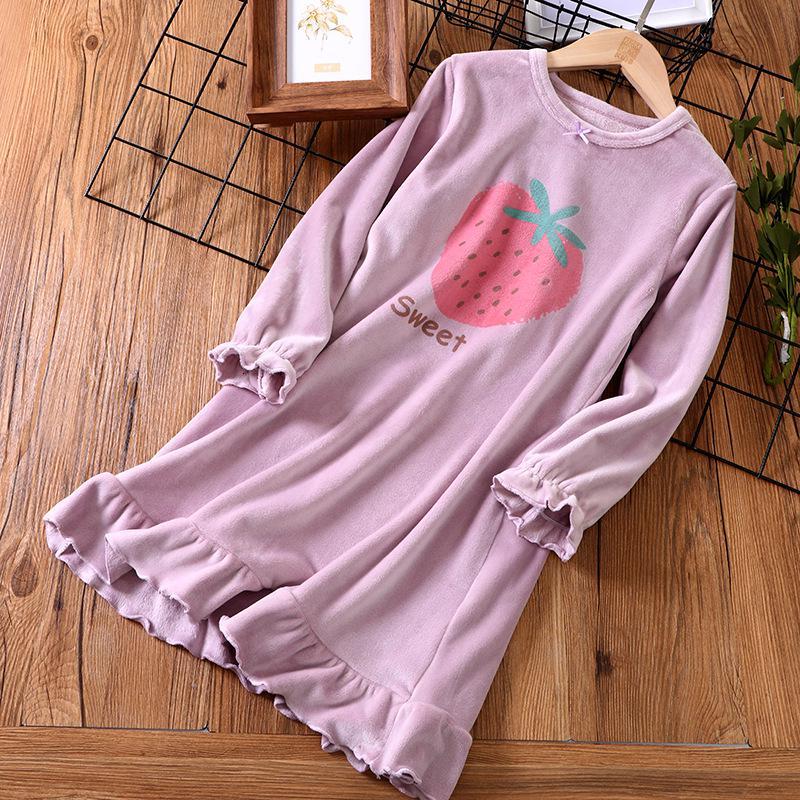KIDS MAM&DAD秋冬女童法兰绒睡裙女生睡衣冬中大童家居服亲子睡袍