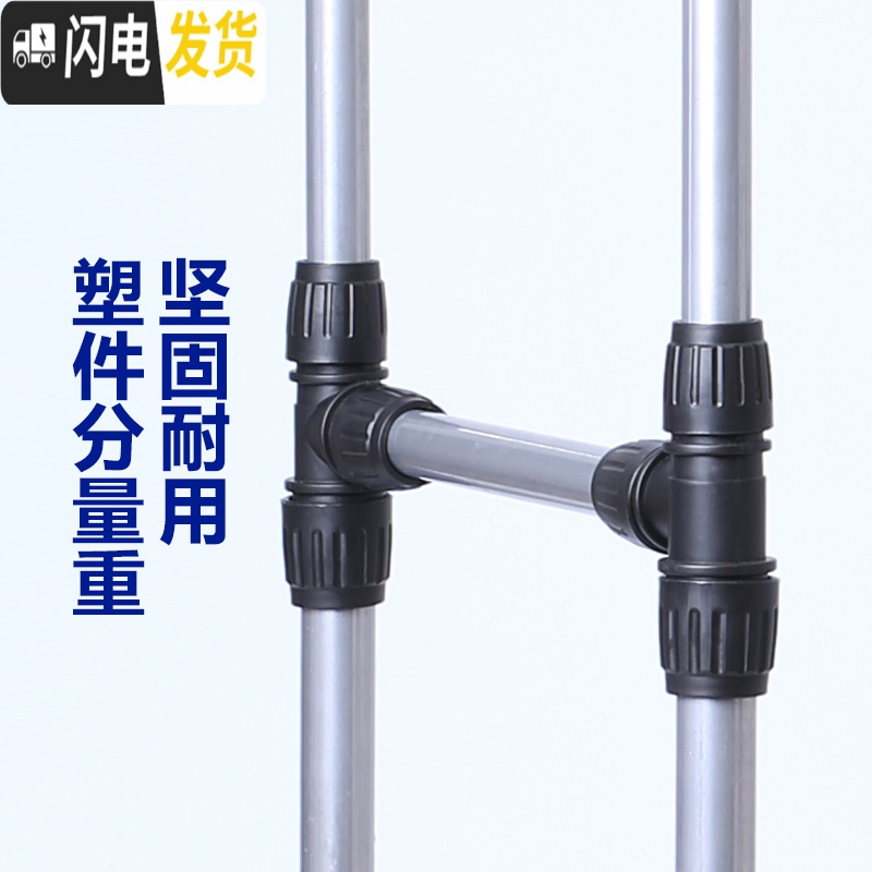 三维工匠晾衣架落地双杆式室内可伸缩移动折叠家用简易凉衣架晒架卧室迷你 双杆可伸缩+万向轮+1层鞋架 中高清大图