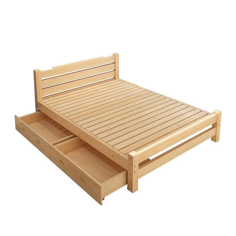 榭邦 住宅家具 108实木1米双抽屉床 2000*1000mm