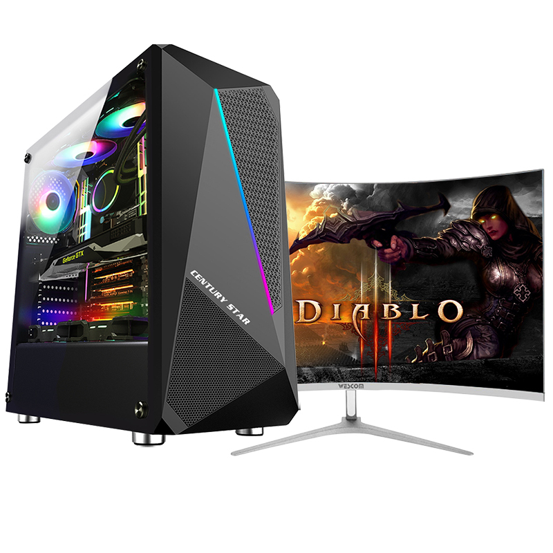 铭能 十代i5六核/GTX1060独显/16G DDR4内存/256G固态 台式机 台式电脑 DIY组装机 组装电脑 家用办公电脑主机 商务设计电脑台式 学生游戏电脑+32英寸曲面