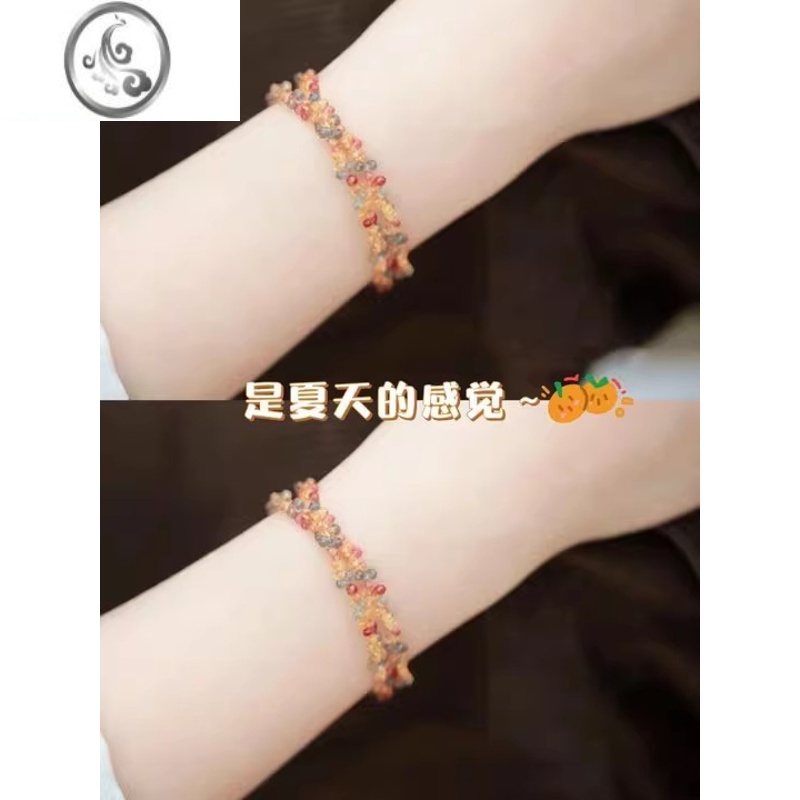 JiMi橘子洲适合夏日佩戴小众手链文艺女款俏皮精致串珠仿水晶手链高清大图