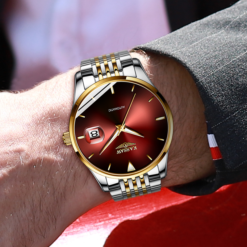 卡梭(KASSAW)手表男自动机械表防水超薄学生绿水鬼男表潮流时尚K867G高清大图