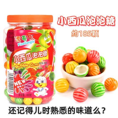 空心夹心西瓜泡泡糖批发桶装爆浆口香糖