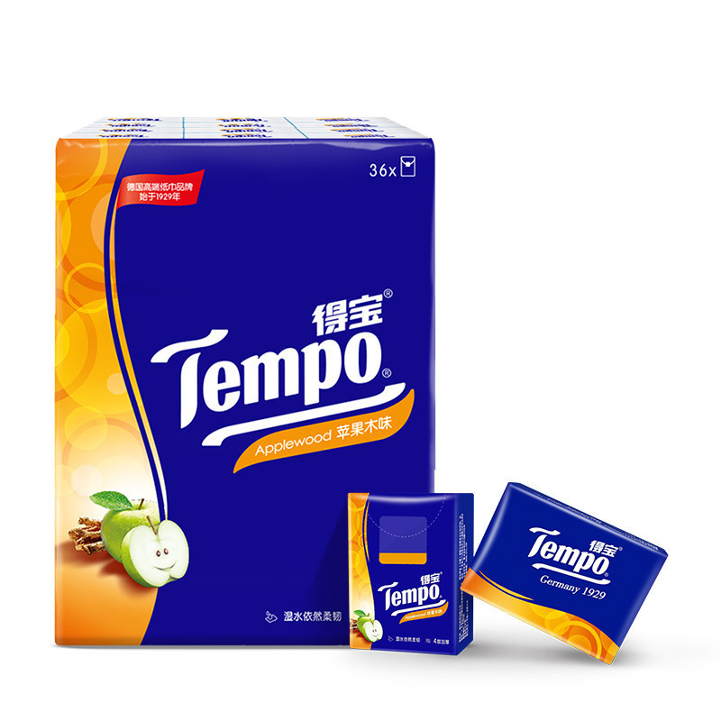 Tempo/得宝 手帕纸 迷你4层*36包(苹果木味) 纸手帕餐巾纸小包纸巾