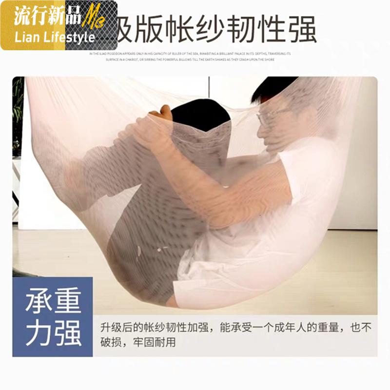 蚊帐带支架拉链款1.8m床坐床式防摔夏季三开加密加厚家用蒙古包 三维工匠高清大图