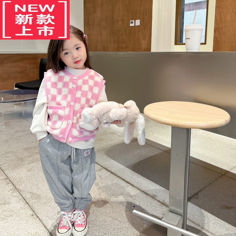 可莉允女童加绒休闲裤2022冬季新款儿童时髦保暖长裤潮宝宝洋气裤子保暖裤
