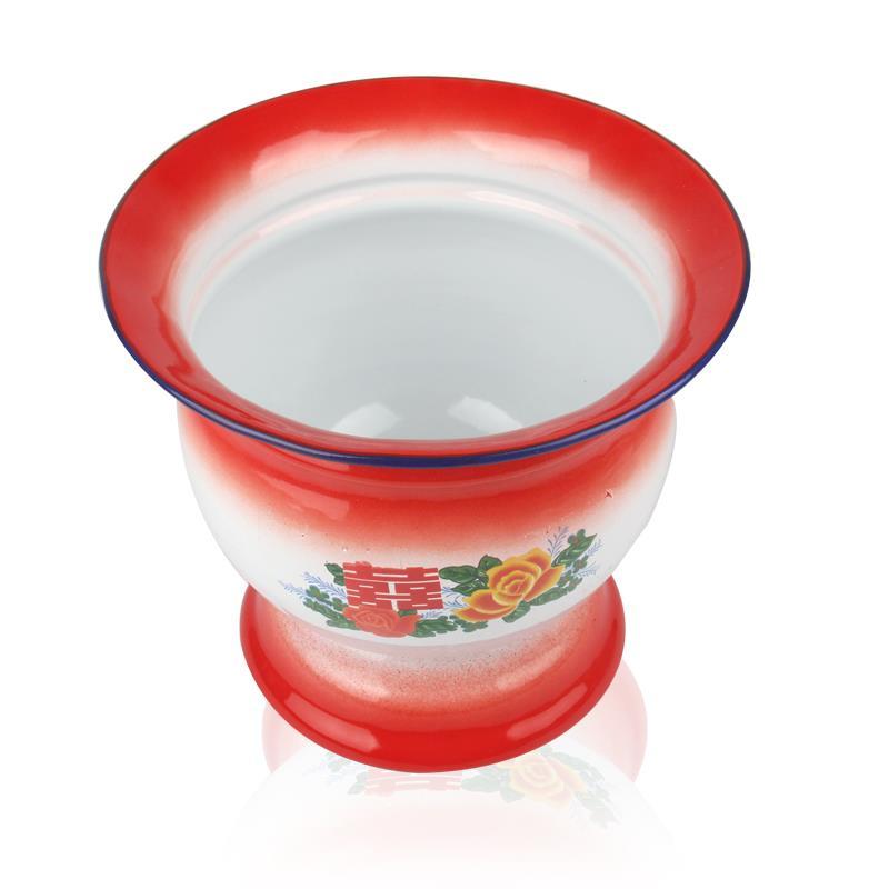 hk加厚搪瓷痰盂矮痰桶红加白痰盂小孩搪瓷尿盆老人坐便器