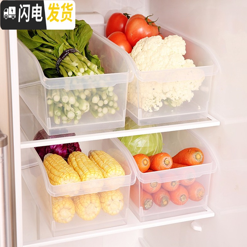 三维工匠冰箱保鲜收纳盒食物冷冻长方形鸡蛋蔬菜抽屉式塑料储物整理盒高清大图
