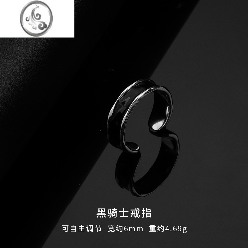 jimi原创925银银戒指男潮牌高级感单身个性黑色痞帅小众开口男生指环