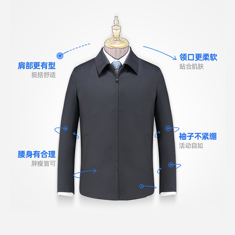 燕舞 BD2AX422101Z2F 男士春秋工作服 夹克上衣 165-185码 定制商品(计价单位:件)藏青色高清大图