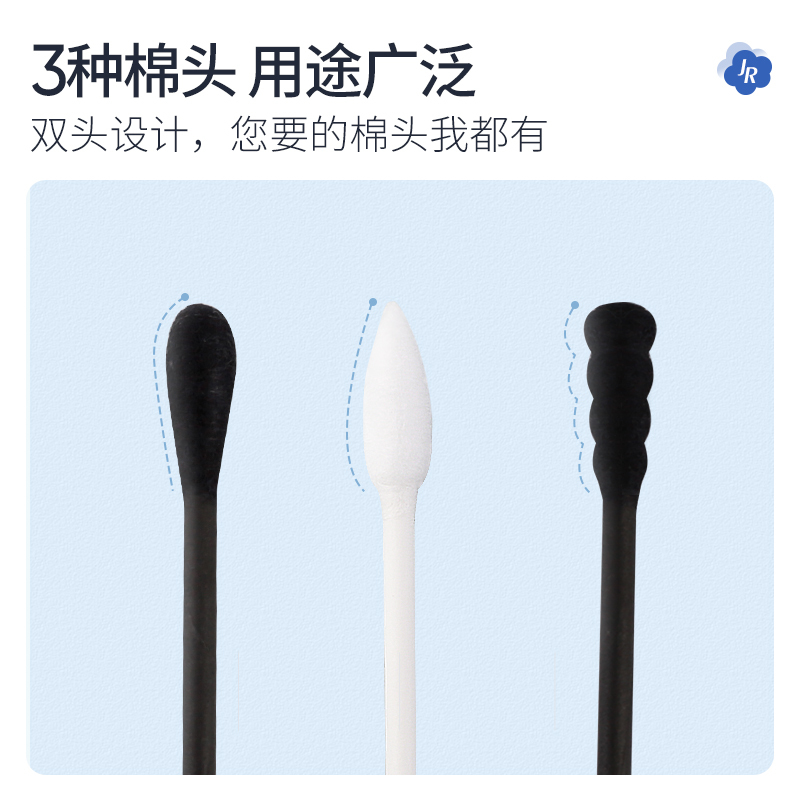 简柔(JIANROU) 纯棉双头棉签300支(两色各150支)*2盒高清大图