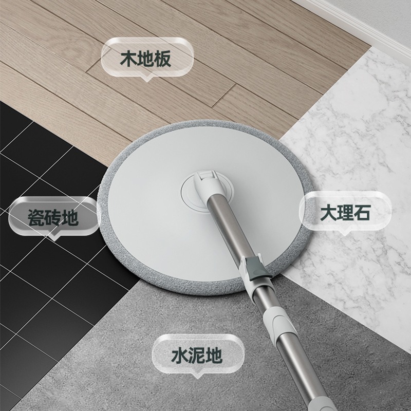 丽佳邦加厚超细纤维棉布拖把布扫把免手洗粘贴式替换圆形平板头 灰色 圆形布头[一片]高清大图
