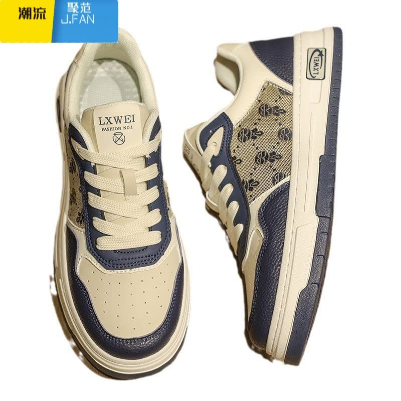 聚范男鞋2024新款潮鞋秋季板鞋男潮流百搭运动休闲板鞋低帮透气帆布鞋图片