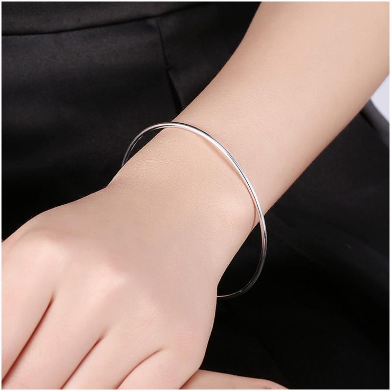 B276Women Silver Bracelet女生饰品开口手镯可节镀925纯银复古送女朋友七夕情人节礼物