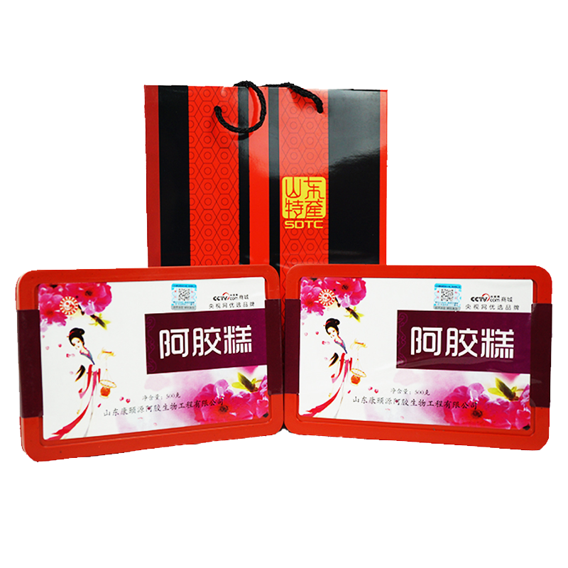 鲁仁阿胶固元糕装送礼袋阿胶膏即食阿胶糕500g*2盒1000g