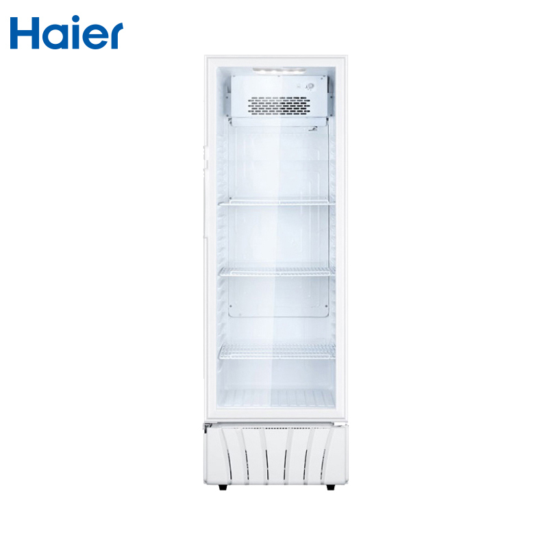 Haier/海尔 390升 商用展示柜 立式冰柜 玻璃门透明陈列柜单门冷藏饮料柜冷柜立式展示柜保鲜柜侧开门 SC-412