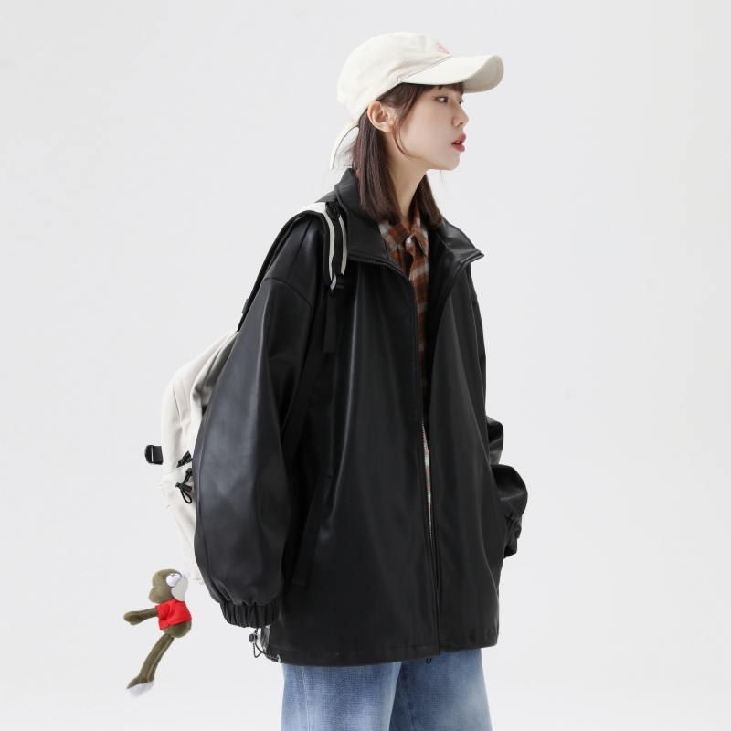 DEBRAND情侣款皮衣外套女ins潮韩版机车痞帅春秋时尚百搭外穿上衣