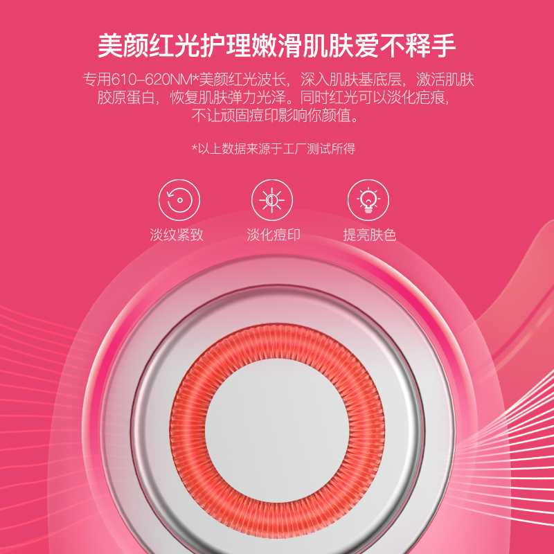 薇新 wellskins 洁面仪硅胶电动脸部清洁仪美容仪洗脸仪洗脸器亲肤硅胶家用男女适用粉色WX-JM181