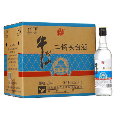 牛栏山 二锅头 净爽 53度 500ml*12瓶 清香型白酒 整箱装 高度酒