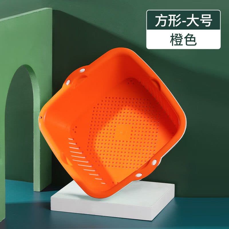 茶花(CHAHUA) 塑料果蔬篮洗菜篮 时尚滤水筛(大号)橙色1160尺寸:29.5*27*9.5cm图片
