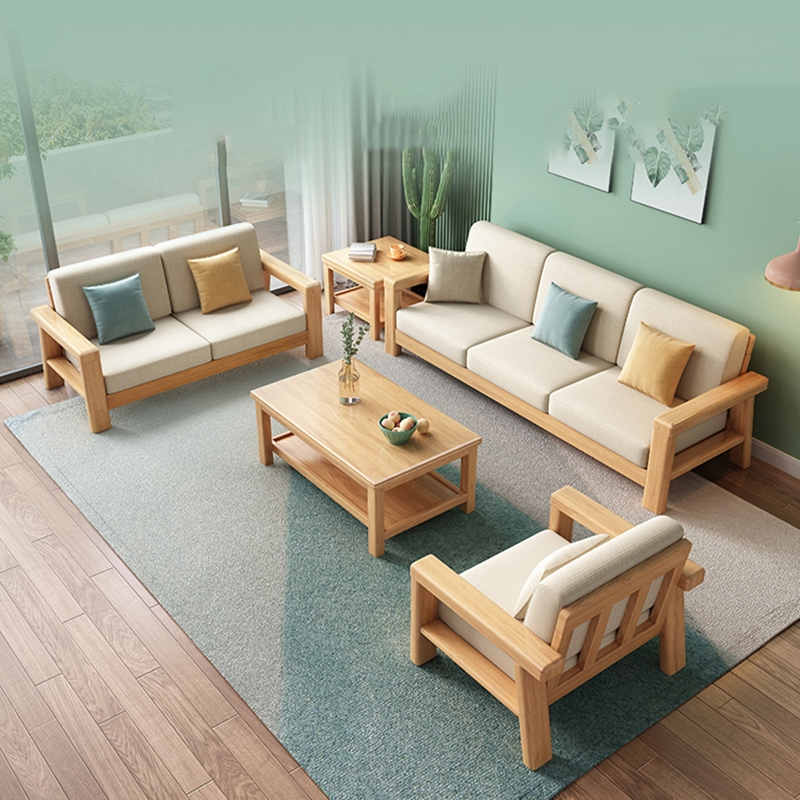 手逗家具木沙发客厅现代简约轻奢原木小户型 沙发床沙发