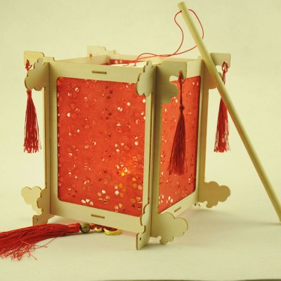 儿童元宵节仿古宫灯笼春节diy手工手提发光新年花灯幼儿园材料包四角