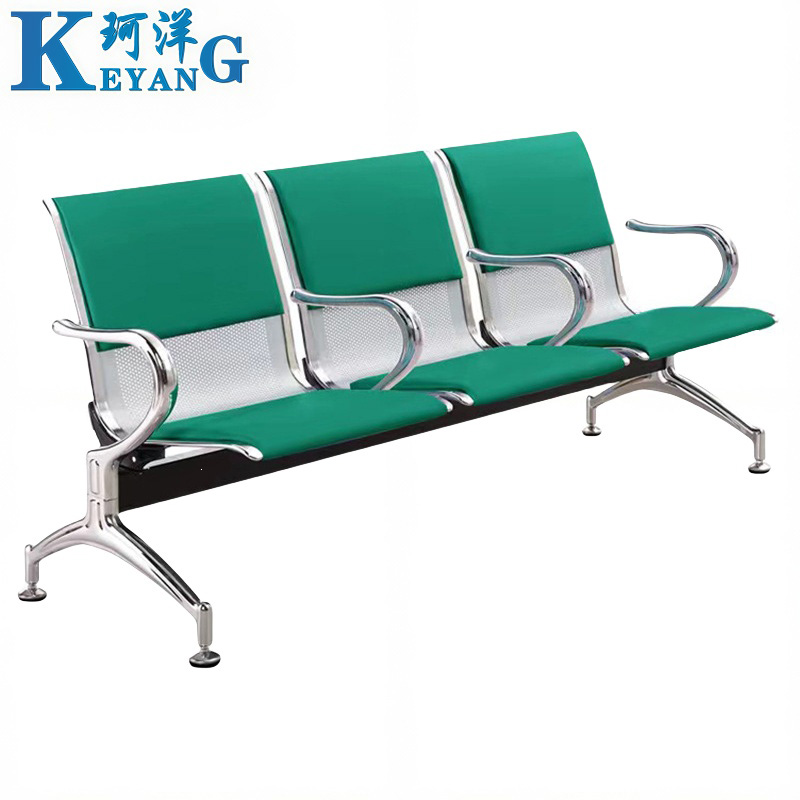 珂洋 公共座椅 三人位+绿色皮垫+中间扶手 张高清大图