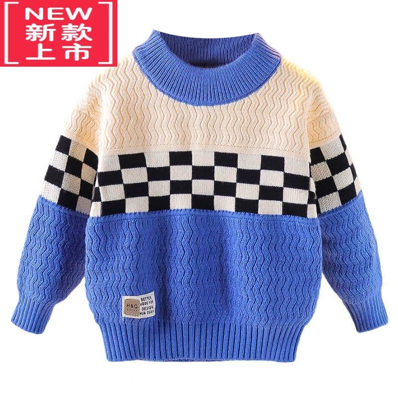 可莉允男童毛衣秋冬季儿童线衣2022新款男宝宝针织衫洋气拼色小童打底衫图片
