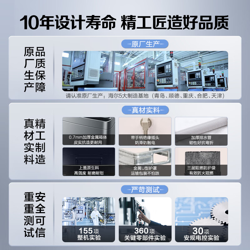 海尔(Haier)全自动 家用 波轮洗衣机 智能预约 10公斤直驱变频 蝶型水流 桶自洁 EB100B20Mate1高清大图