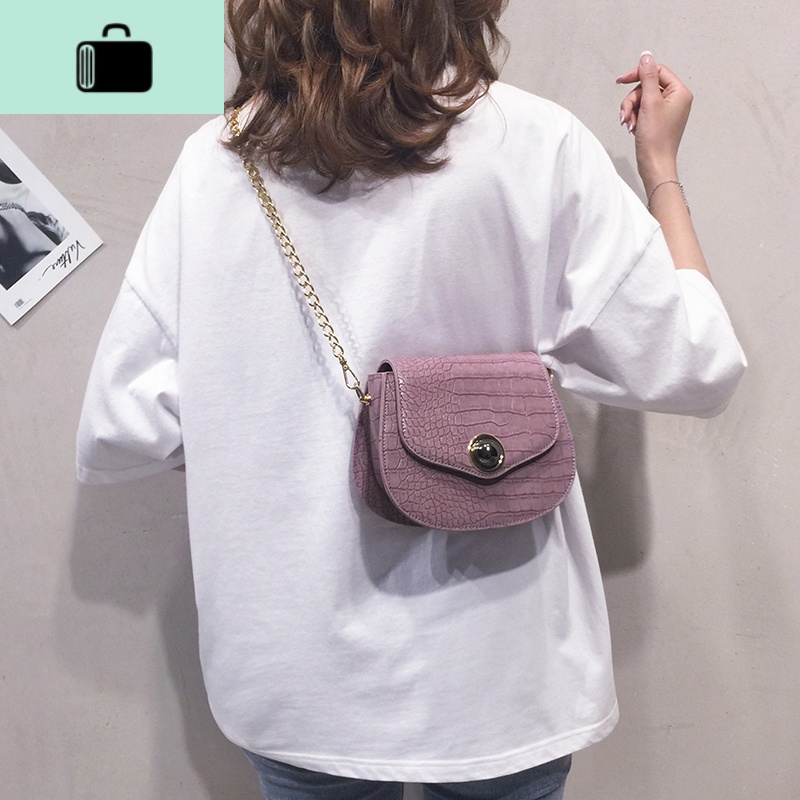 迷你小包包女2020新款可爱少女零钱包洋气百搭个性单肩斜挎马鞍包NEW LAKE 大号紫色