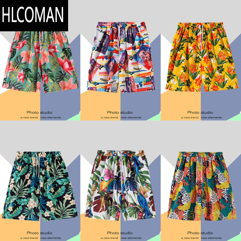 HLCOMAN夏季海边度假裤衩男五分休闲运动大码夏威夷短裤潮速干宽松沙滩裤