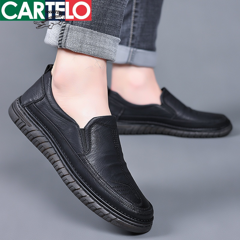 [线下专柜同款]卡帝乐鳄鱼(CARTELO)新款潮流真皮一脚蹬男鞋皮鞋休闲鞋板鞋