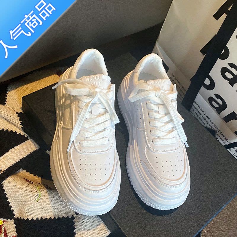 SUNTEK2023新款厚底小白鞋女鞋白色女款鞋子百搭松糕鞋女运动鞋休闲板鞋图片