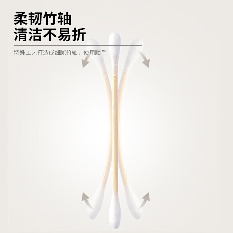 茶花(CHAHUA)其他日杂小件双头坚韧竹轴棉签(300支)8.1*9.3cm G10004高清大图