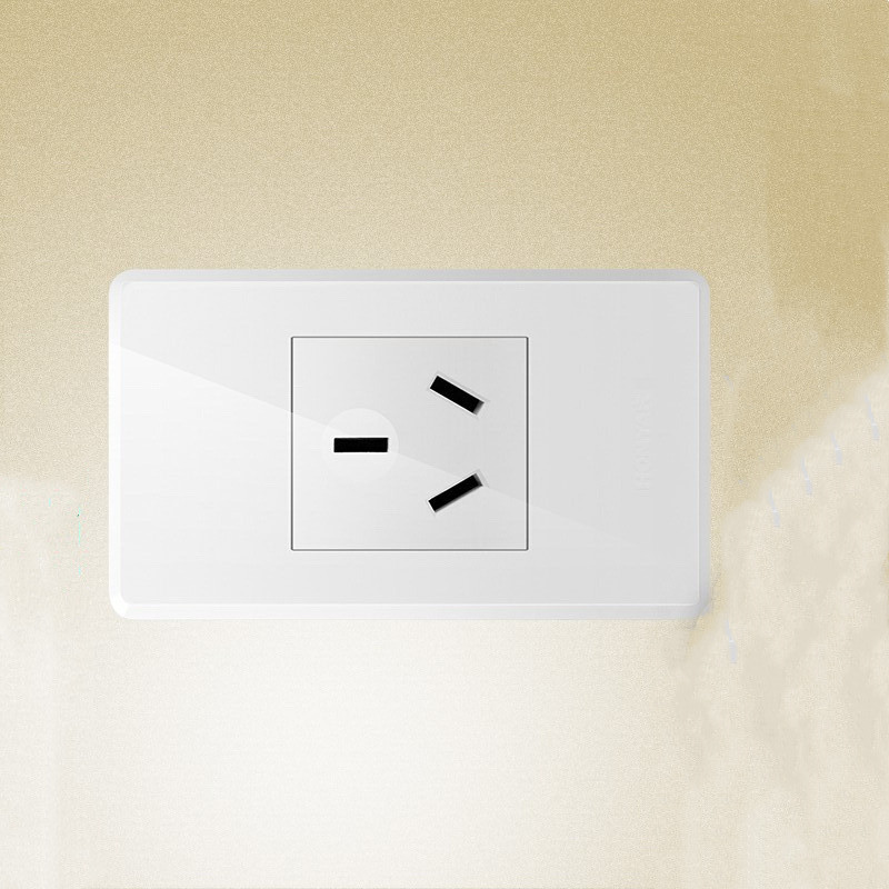鸿雁 120型开关插座面板家用暗装墙壁电源插座白 两位3孔16a插座 5只