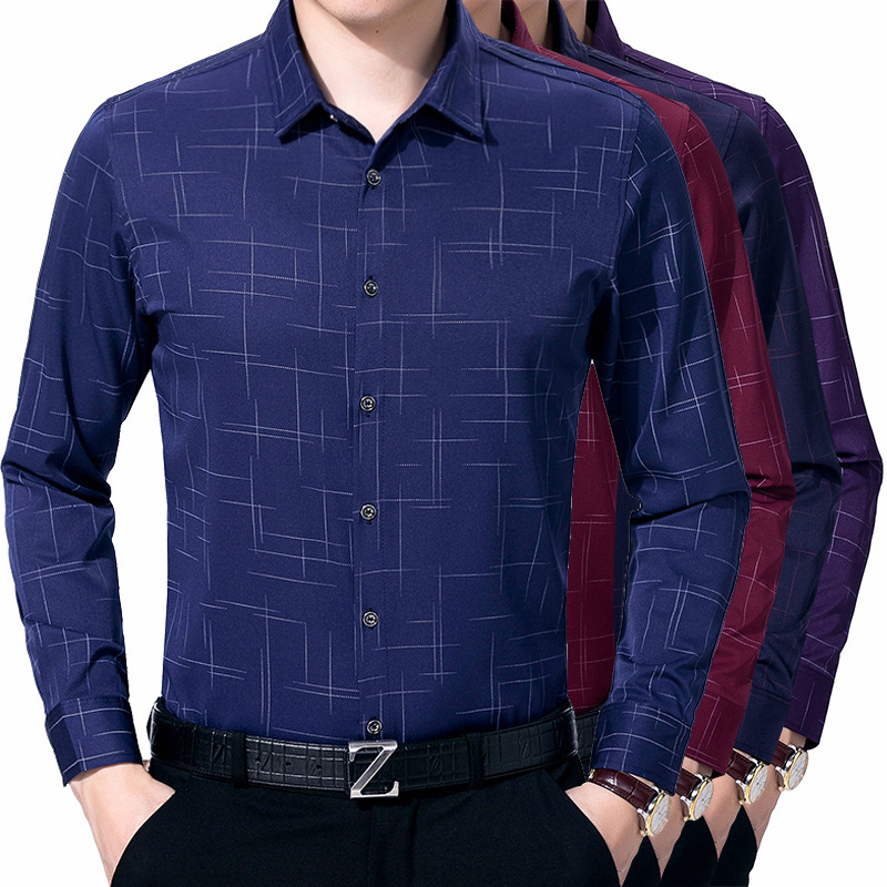 恒源祥秋冬保暖衬衫男中年加绒加厚衬衣高端大码免烫中老年爸爸装