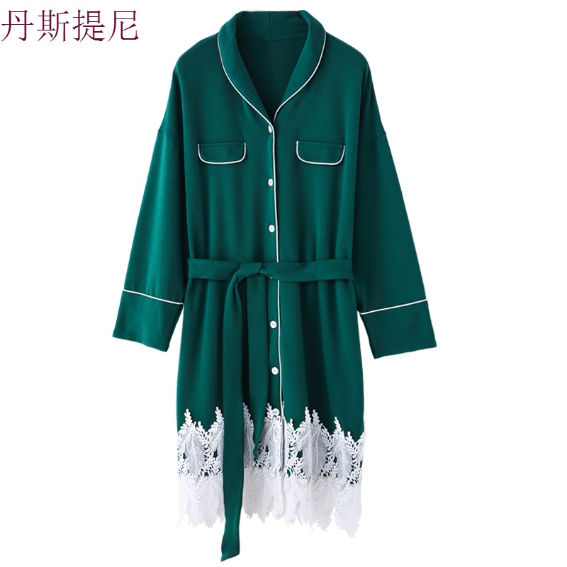 春秋季睡裙女长袖纯棉宽松韩版公主风可外穿薄款睡衣家居服ins风