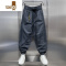 YANXU工装裤男潮牌秋季宽松大码休闲裤青年美式松紧腰卡其色运动哈伦裤