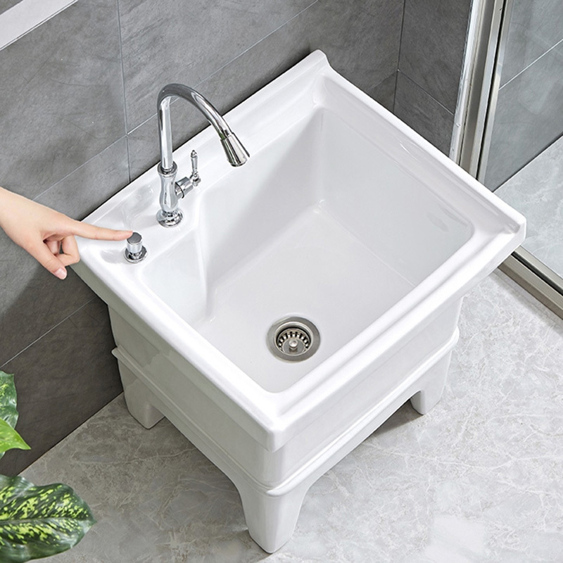 拖把池阳台小号陶瓷洗拖布池时光旧巷墩布池家用卫生间方形自动下水器