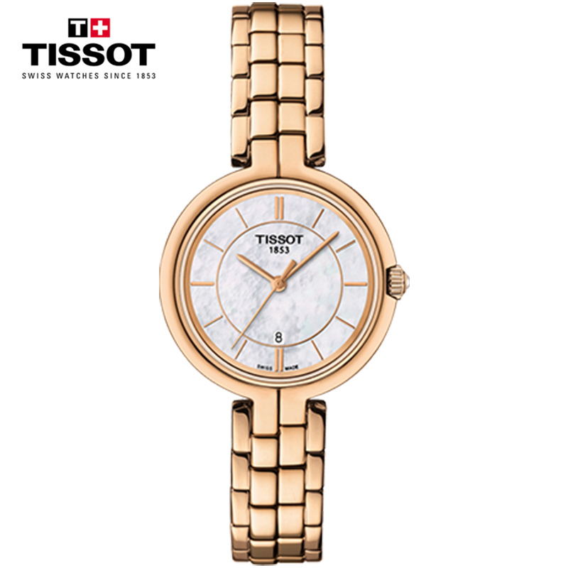 [送礼优选]天梭(TISSOT)瑞士手表 贝母表盘玫瑰金 弗拉明戈系列钢带女士石英表T094.210.33.111.01高清大图