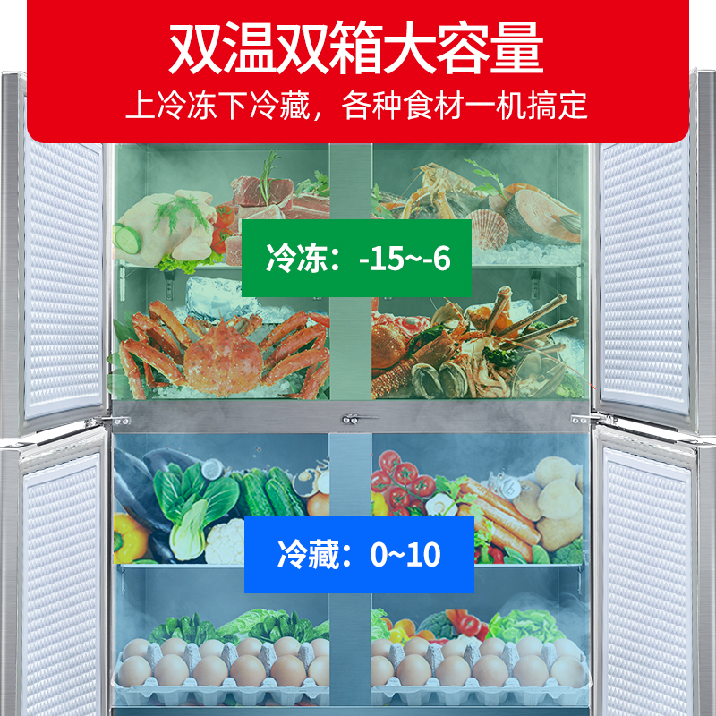 星星(XINGX)762升商用冷柜立式不锈钢厨房冷柜双温纯铜餐饮酒店展示柜四门冰箱 纯铜四门双温款 BCD-860TE高清大图