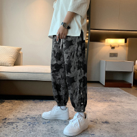 迷彩工装裤男潮牌夏季薄款束脚裤ins超火潮流设计感排扣休闲裤子 黑色 M