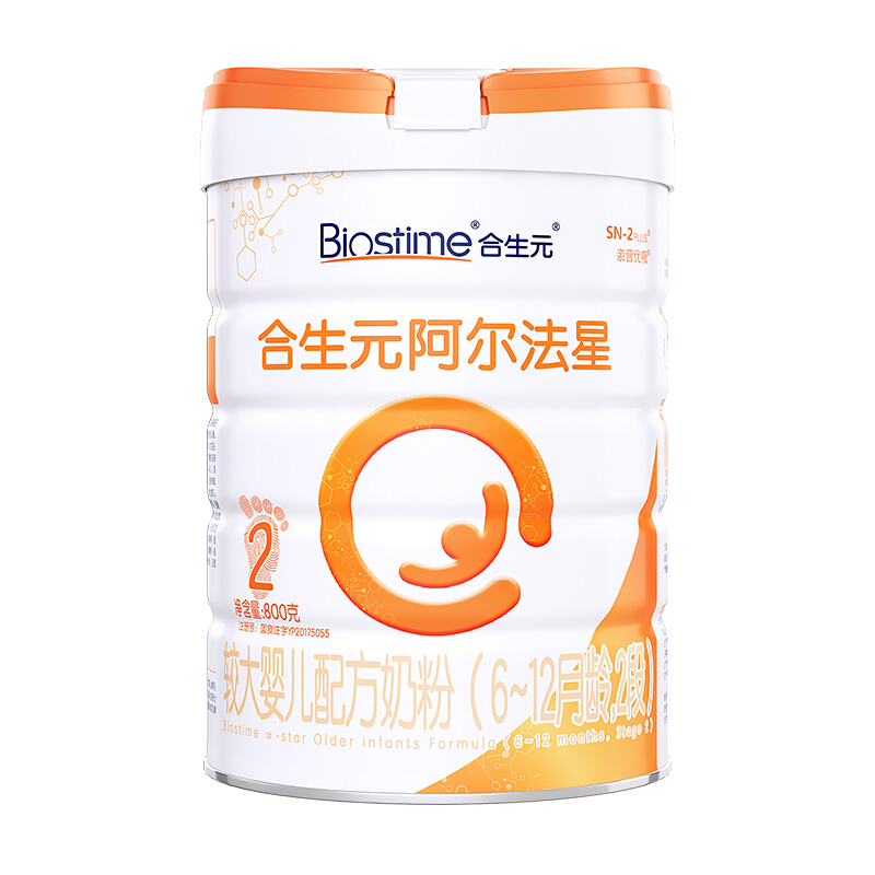 合生元(BIOSTIME)阿尔法星2段较大婴儿儿配方奶粉6-12个月欧洲进口 800克*1罐