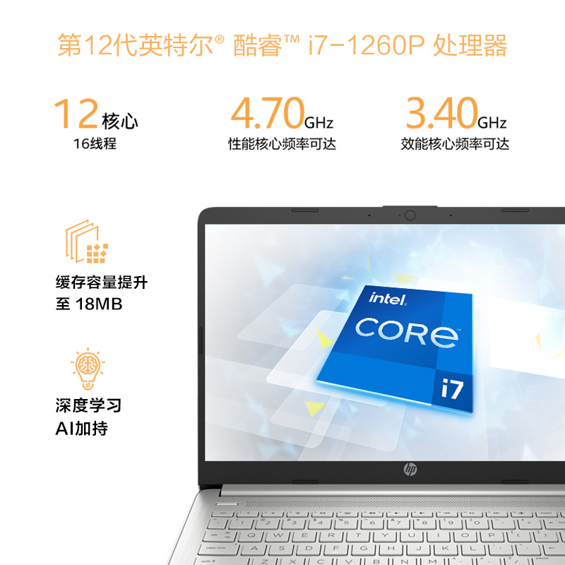 惠普(HP)星14青春版 14s-dr5003TU 14英寸轻薄本笔记本电脑(全新12代i7-1260P高性能处理器 32G 512GB固态 高色域屏 WIFI6 银色)定制版
