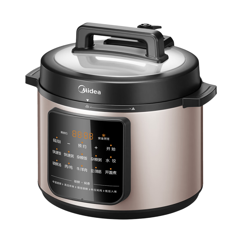 美的(Midea) MY-E5219 电压力锅 大容量5L 少盐提鲜双胆 十大花样菜单 24小时智能预约高清大图