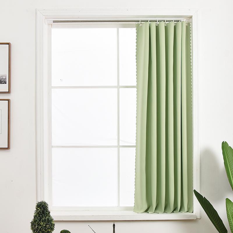 家柏饰(CORATED)窗帘免打孔安装窗帘遮光帘隔断帘卫生间窗帘布艺帘隔断帘挡风 纯-绿色-送杆 宽1.2*高1.5(单开)
