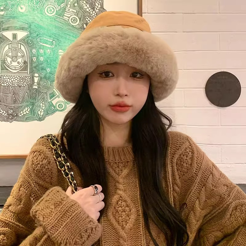 冬季毛绒渔夫帽女加厚防寒百搭蒙古帽保暖加绒加厚秋冬护耳帽子女
