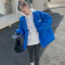 克莱因蓝羽绒棉服女短款2024新款宽松面包服学院风冬季棉衣外套
