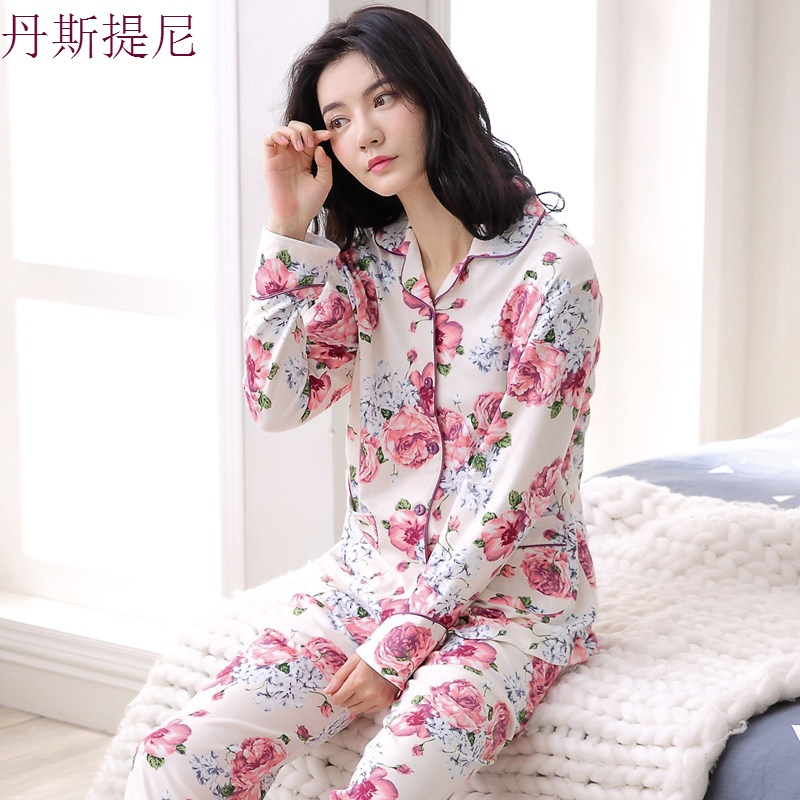 睡衣女春秋季纯棉长袖中老年人宽松大码中年人妈妈全棉家居服套装